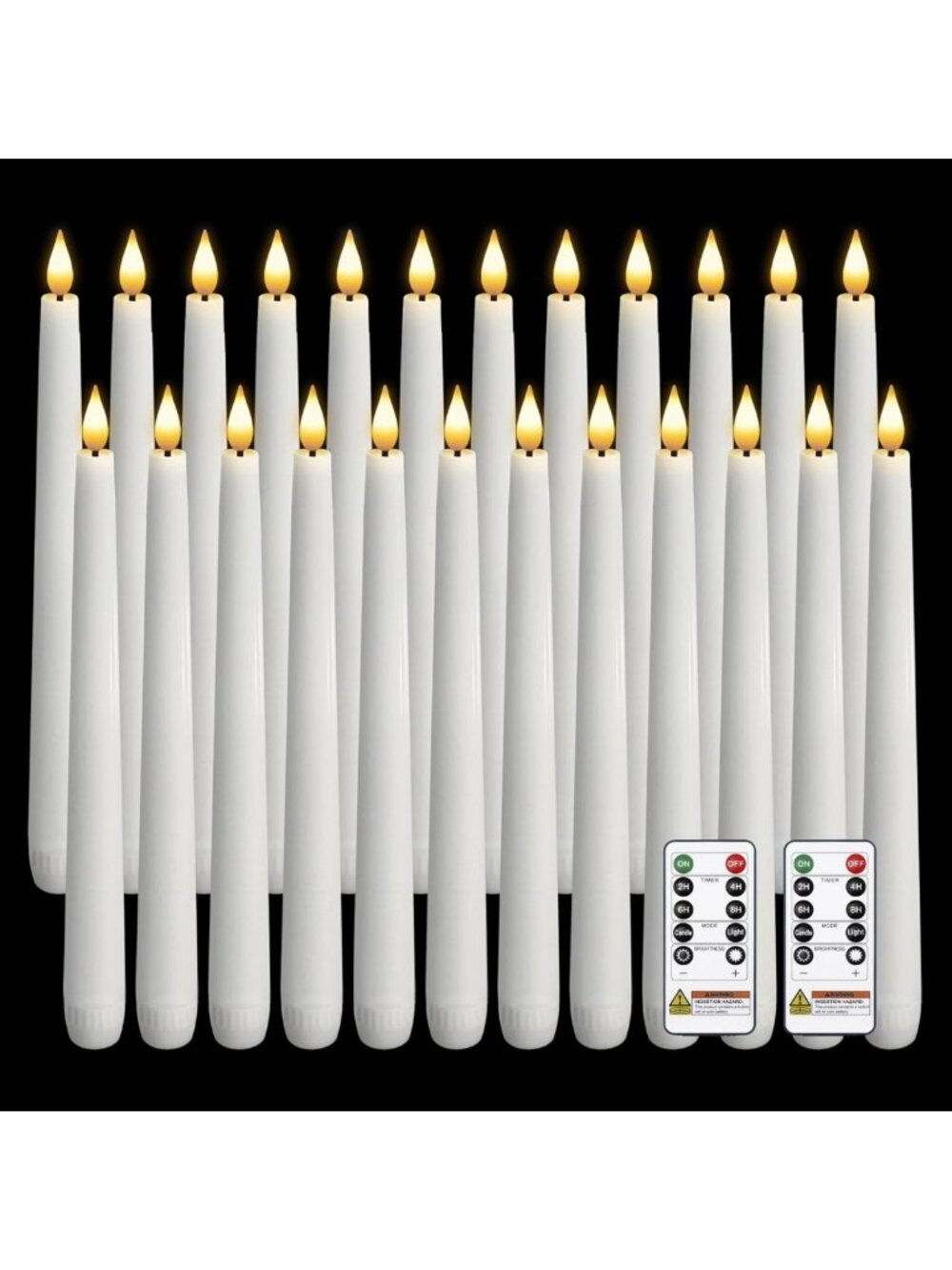 24 Pcs LED Flameless Taper Candles with Remote - Flickering Battery Operated